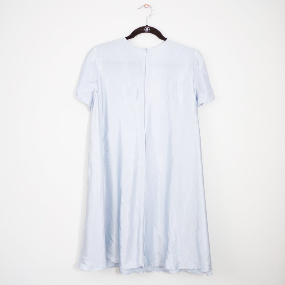 Satin Mini Dress Medium w/ Pockets Banana Republic Aurelia Light Blue - Picture 5 of 8